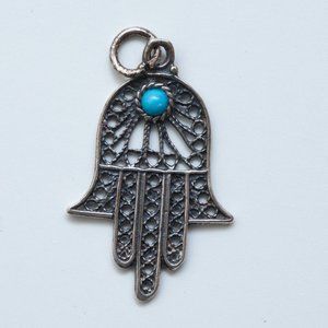Sterling Silver & Turquoise Hamsa Charm Enhancer